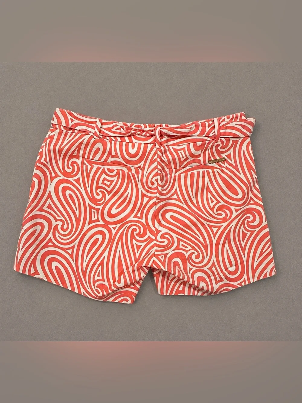 Michael Kors Coral & White Belted Resort Tailored Shorts | Size 2 |
